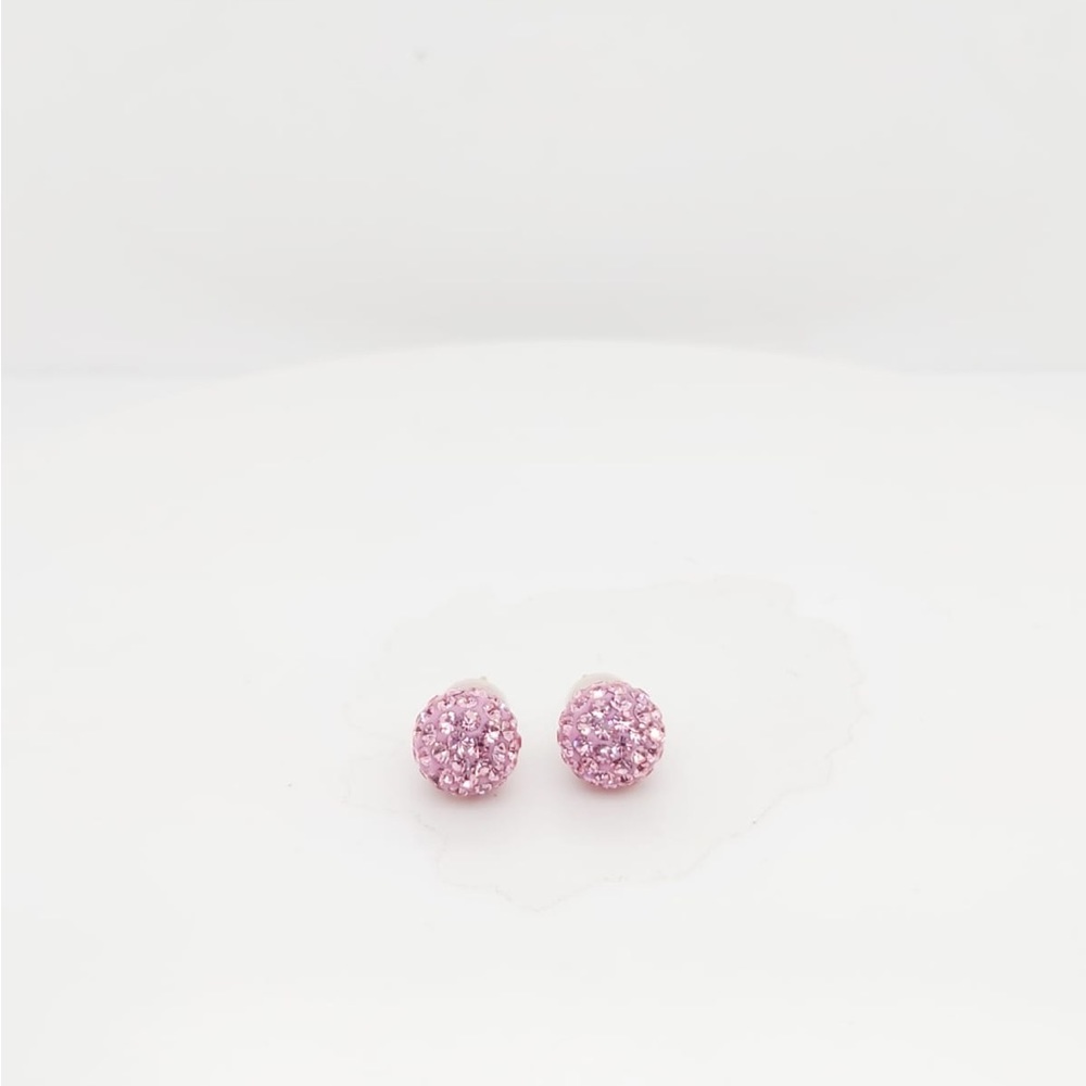14k Yellow Gold Pink Shambala Stud Earrings 5.5mm